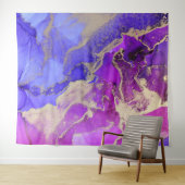 抽象芸術ピンクパープルジュエルトーン タペストリー (インサイチュ(横))