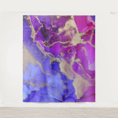 抽象芸術ピンクパープルジュエルトーン タペストリー (正面)