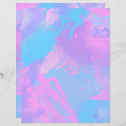 抽象芸術ピンクパープルターコイズスクラップブック紙 (正面/裏面)