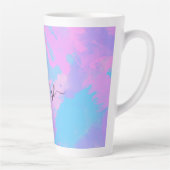 抽象芸術ピンクパープルターコイズ カフェラテマグ (右)