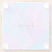 抽象芸術ピンクパープルターコイズ ガラスコースター (裏面)