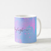 抽象芸術ピンクパープルターコイズ コーヒーマグカップ (正面右)