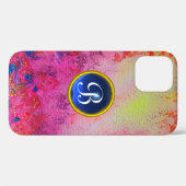 抽象芸術ピンクパープルフローラブルージェムモノグラムアイポー Case-Mate iPhoneケース (裏面 (横))