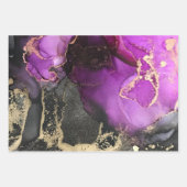 抽象芸術ピンクパープルブラック金ゴールドアーユニークト ラッピングペーパーシート (正面3)