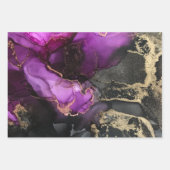 抽象芸術ピンクパープルブラック金ゴールドアーユニークト ラッピングペーパーシート (正面2)