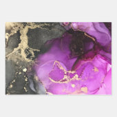 抽象芸術ピンクパープルブラック金ゴールドアーユニークト ラッピングペーパーシート (正面)