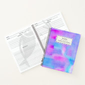 抽象芸術ピンクパープルブルーウォーターカパーソナライズされたラー ノートブック (内部)
