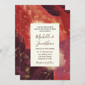 抽象芸術ピンクパープル金ゴールドキリスト教結婚聖書 招待状 (正面/裏面)