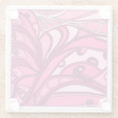 抽象芸術ピンクパ絵画ネル ガラスコースター (裏面)