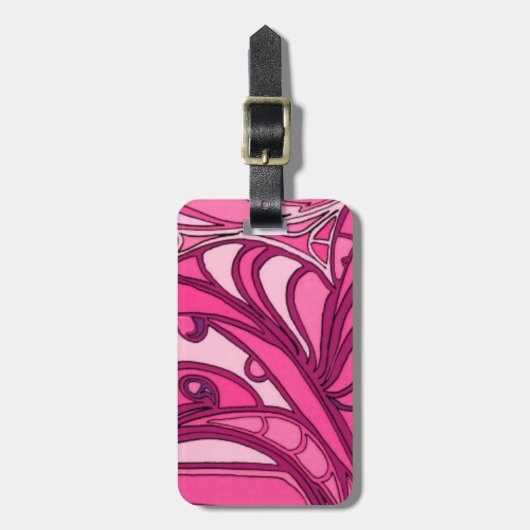 抽象芸術ピンクパ絵画ネル ラゲッジタグ (正面縦)