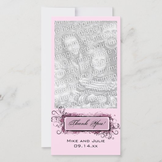 抽象芸術ピンクフローラありがとう サンキューカード (正面)