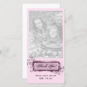 抽象芸術ピンクフローラありがとう サンキューカード (正面/裏面)