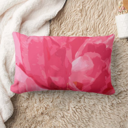 抽象芸術ピンクフローラプリント枕 ランバークッション (ブランケット)