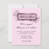 抽象芸術ピンクフローラ婚約パーティ招待状 招待状 (正面)