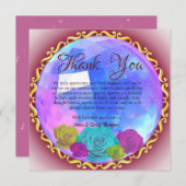 抽象芸術ピンクフローラ結婚クリスタル記念日 サンキューカード (正面/裏面)