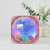 抽象芸術ピンクフローラ結婚クリスタル記念日 サンキューカード (スタンド正面)