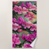 抽象芸術ピンクフローラ ビーチタオル