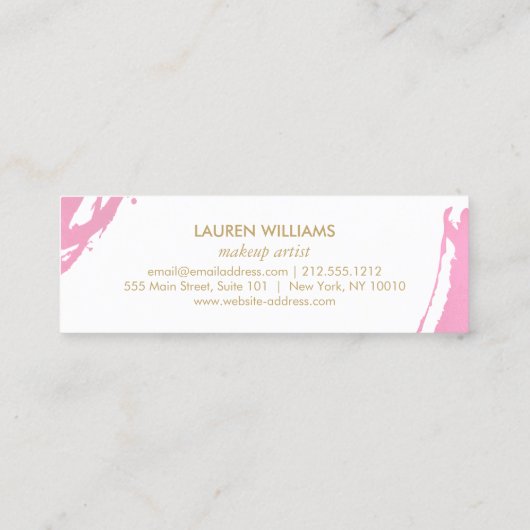 抽象芸術ピンクブラシストローク スキニー名刺 (裏面)