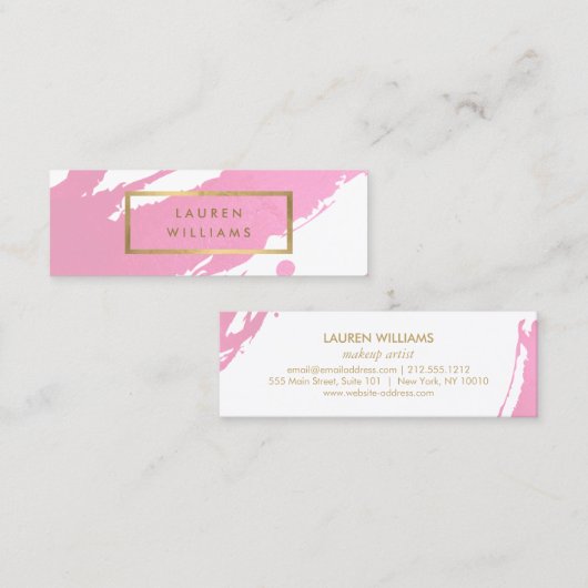 抽象芸術ピンクブラシストローク スキニー名刺 (正面/裏面)