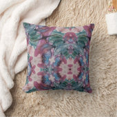 抽象芸術ピンクブルーとグリーンフローラ クッション (ブランケット)