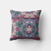 抽象芸術ピンクブルーとグリーンフローラ クッション (裏面)