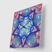 抽象芸術ピンクブルーの星 スクエア壁時計 (傾斜)