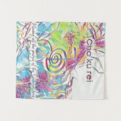 抽象芸術ピンクブルーグリーン霊気シンボルチョークーレイ タペストリー (正面(横))