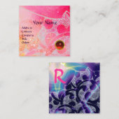 抽象芸術ピンクブルーパープルウェーブレッドルビーモノグラム スクエア名刺 (正面/裏面)
