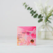 抽象芸術ピンクブルーパープルウェーブレッドルビーモノグラム スクエア名刺 (スタンド正面)