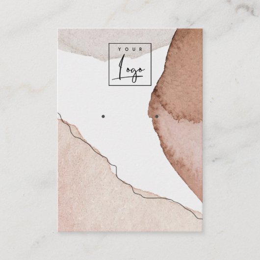 抽象芸術ピンクブルー水彩イヤリングロゴ表示 名刺 (正面)