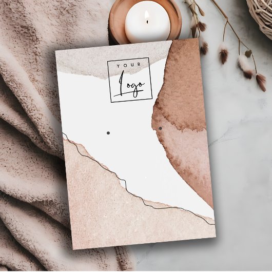 抽象芸術ピンクブルー水彩イヤリングロゴ表示 名刺