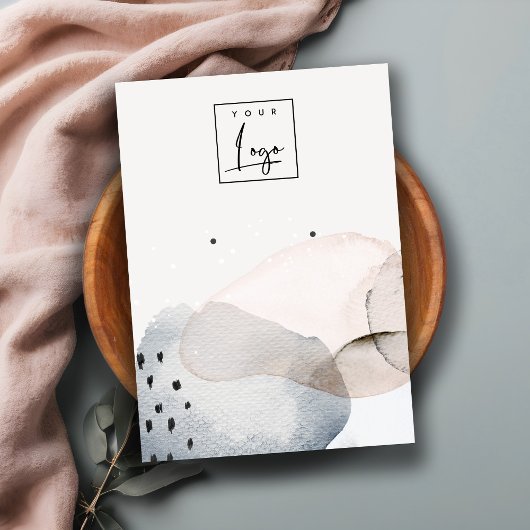 抽象芸術ピンクブルー水彩イヤリングロゴ表示 名刺