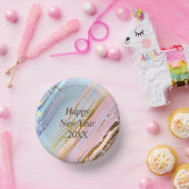 抽象芸術ピンクブルー金ゴールドおめでとう20xx 7" ペーパーボウル (パーティー)