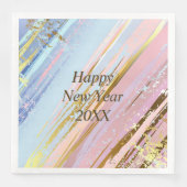 抽象芸術ピンクブルー金ゴールドハッピーニューイヤー20xxナプキン (正面)
