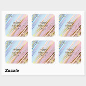 抽象芸術ピンクブルー金ゴールドハッピーニューイヤー20xx スクエアシール (シート)