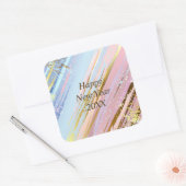 抽象芸術ピンクブルー金ゴールドハッピーニューイヤー20xx スクエアシール (封筒)