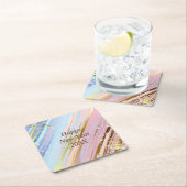 抽象芸術ピンクブルー金ゴールドハッピーニューイヤー20xx スクエアペーパーコースター (インサイチュ)