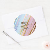 抽象芸術ピンクブルー金ゴールドハッピーニューイヤー20xx ラウンドシール (封筒)