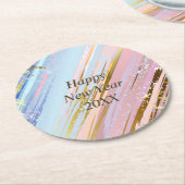 抽象芸術ピンクブルー金ゴールドハッピーニューイヤー20xx ラウンドペーパーコースター (アングル)