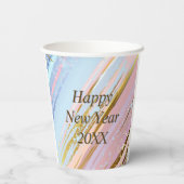 抽象芸術ピンクブルー金ゴールドハッピーニューイヤー20xx 紙コップ (裏面)