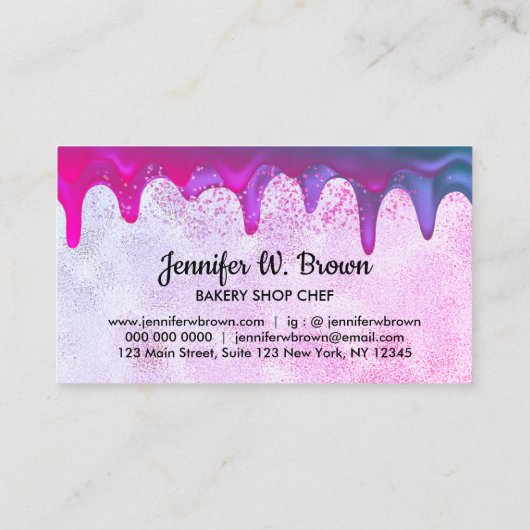 抽象芸術ピンクベーカリーペストリーシェフグリッツ 名刺 (裏面)
