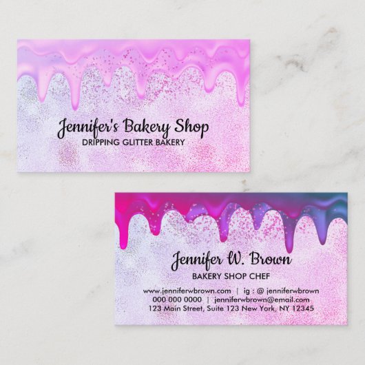 抽象芸術ピンクベーカリーペストリーシェフグリッツ 名刺 (正面/裏面)