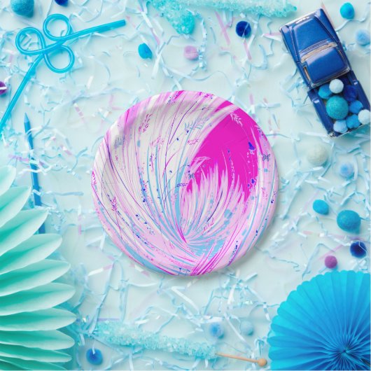 抽象芸術ピンクホワイトエンチャントガーデン ペーパープレート (パーティー)