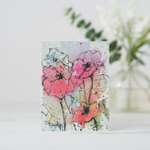 抽象芸術ピンクポピー葉書 ポストカード (スタンド正面)