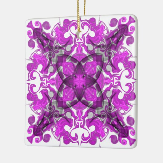 抽象芸術ピンクマンダラサイケデリック、蝶の渦巻き セラミックオーナメント (左)