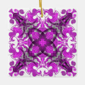 抽象芸術ピンクマンダラサイケデリック、蝶の渦巻き セラミックオーナメント (正面)