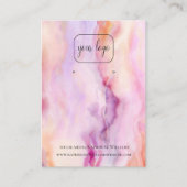 抽象芸術ピンクマーブルイヤリングディスプレイQRコードロゴ 名刺 (正面)