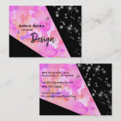 *～*抽象芸術ピンクモダングリッターの幾何フローラ 名刺 (正面/裏面)