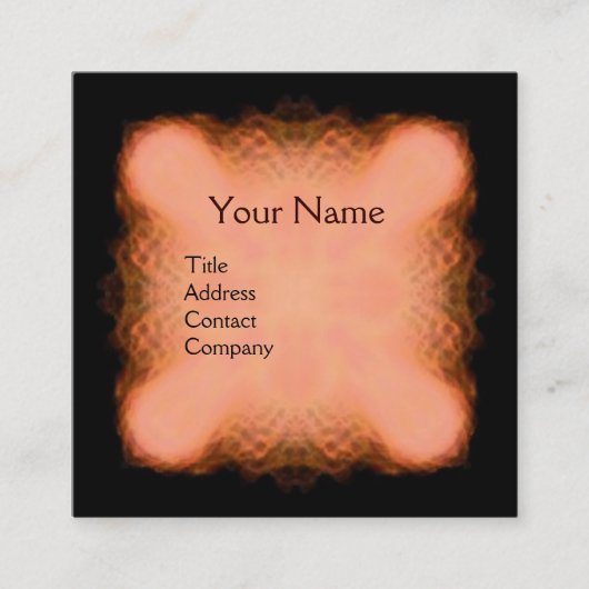 抽象芸術ピンクレッドブラウン正方形モノグラム スクエア名刺 (正面)