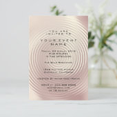 抽象芸術ピンクローズメタリックバラ円フォーマル 招待状 (スタンド正面)